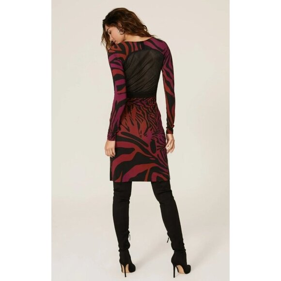 Koché Womens Animal Print Long Sleeve Dress with Mesh Back M - Picture 3 of 15